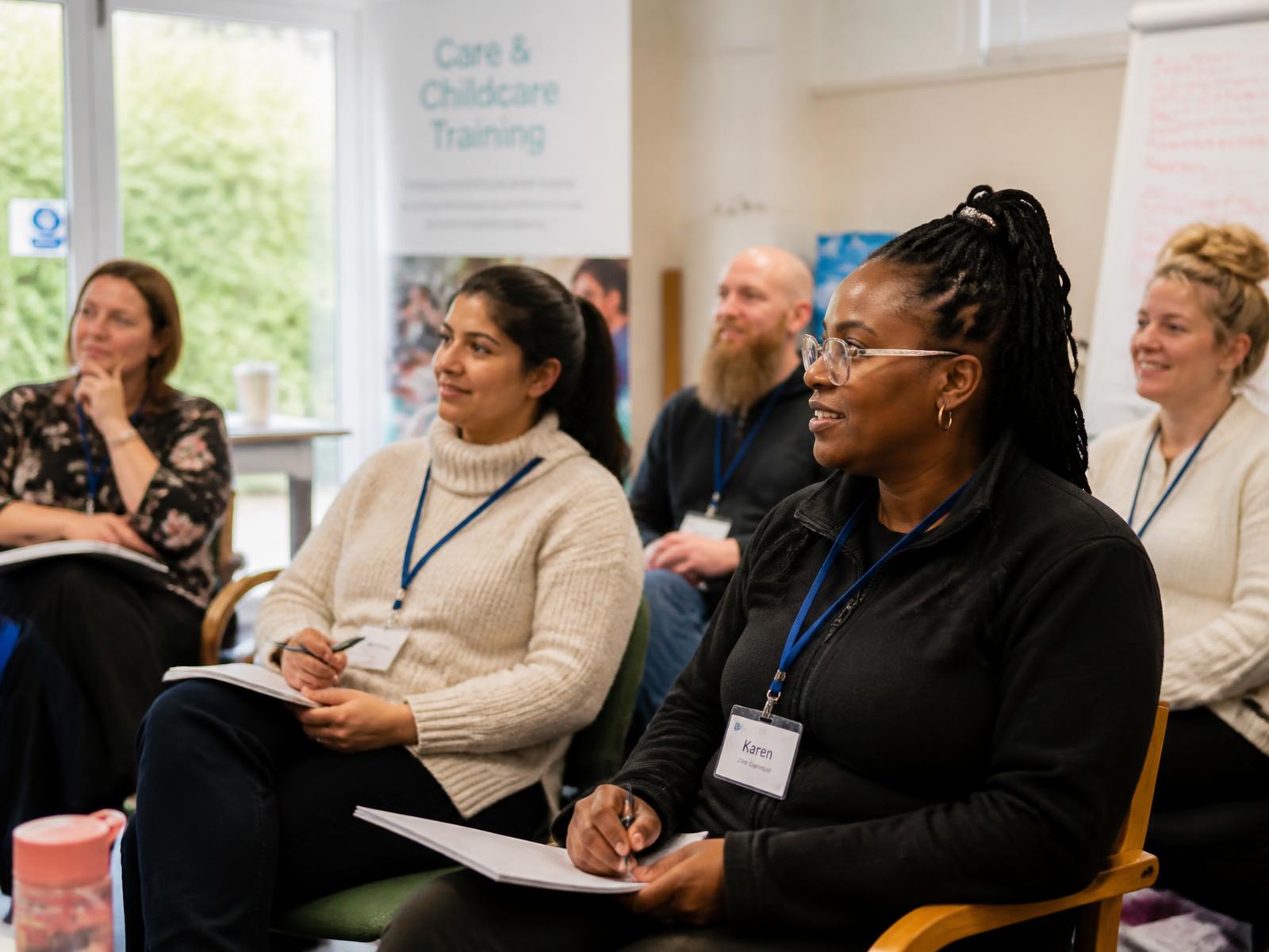 Care professionals in a training session